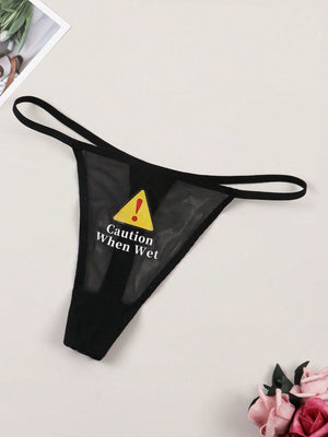 Ladies' Sxy Mesh Pattern Breathable Thong Panties - Negative Apparel