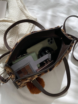 Leopard Pattern Square Bag With Bag Charm - Negative Apparel