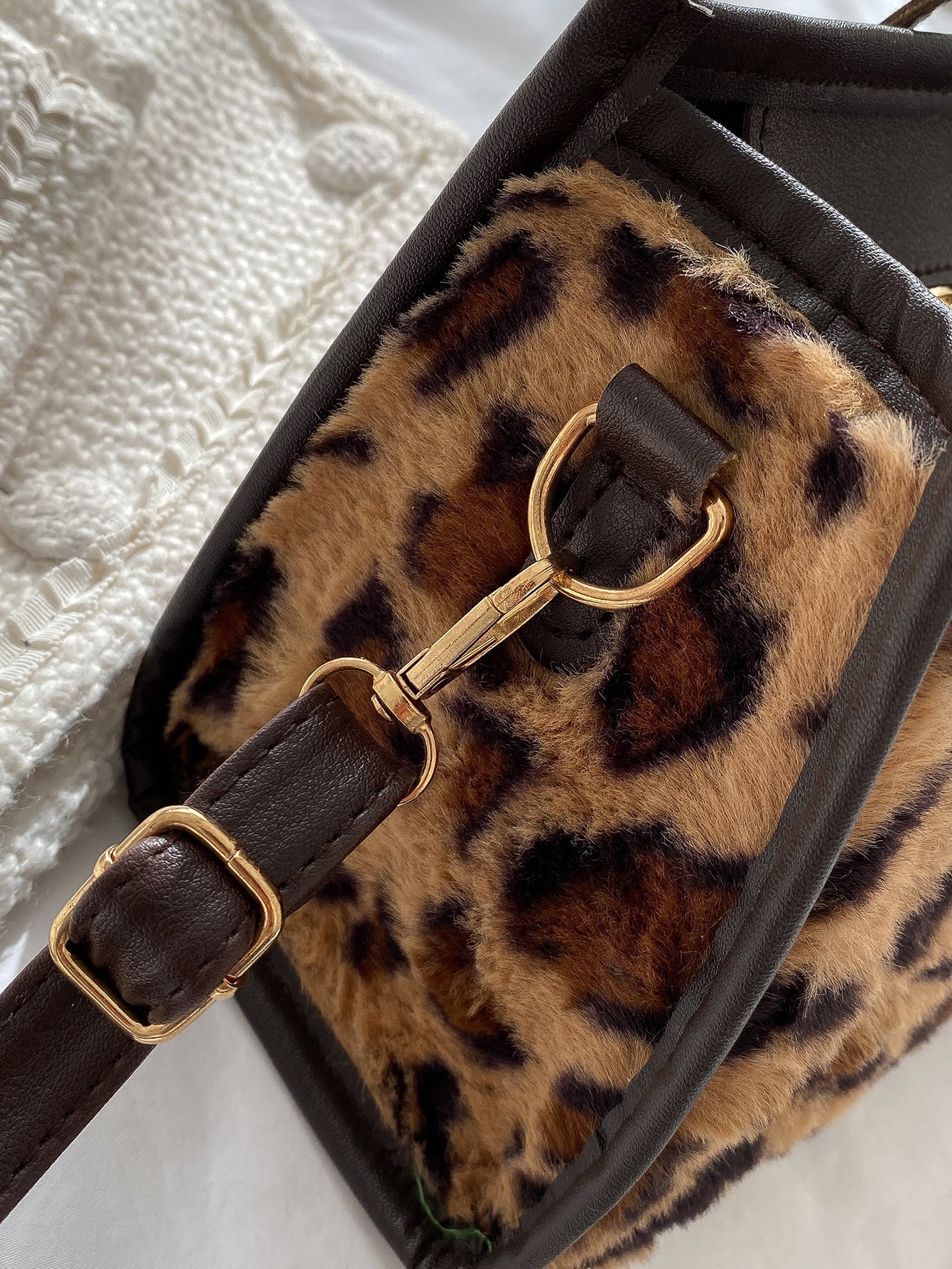 Leopard Pattern Square Bag With Bag Charm - Negative Apparel