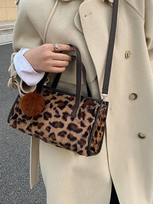 Leopard Pattern Square Bag With Bag Charm - Negative Apparel