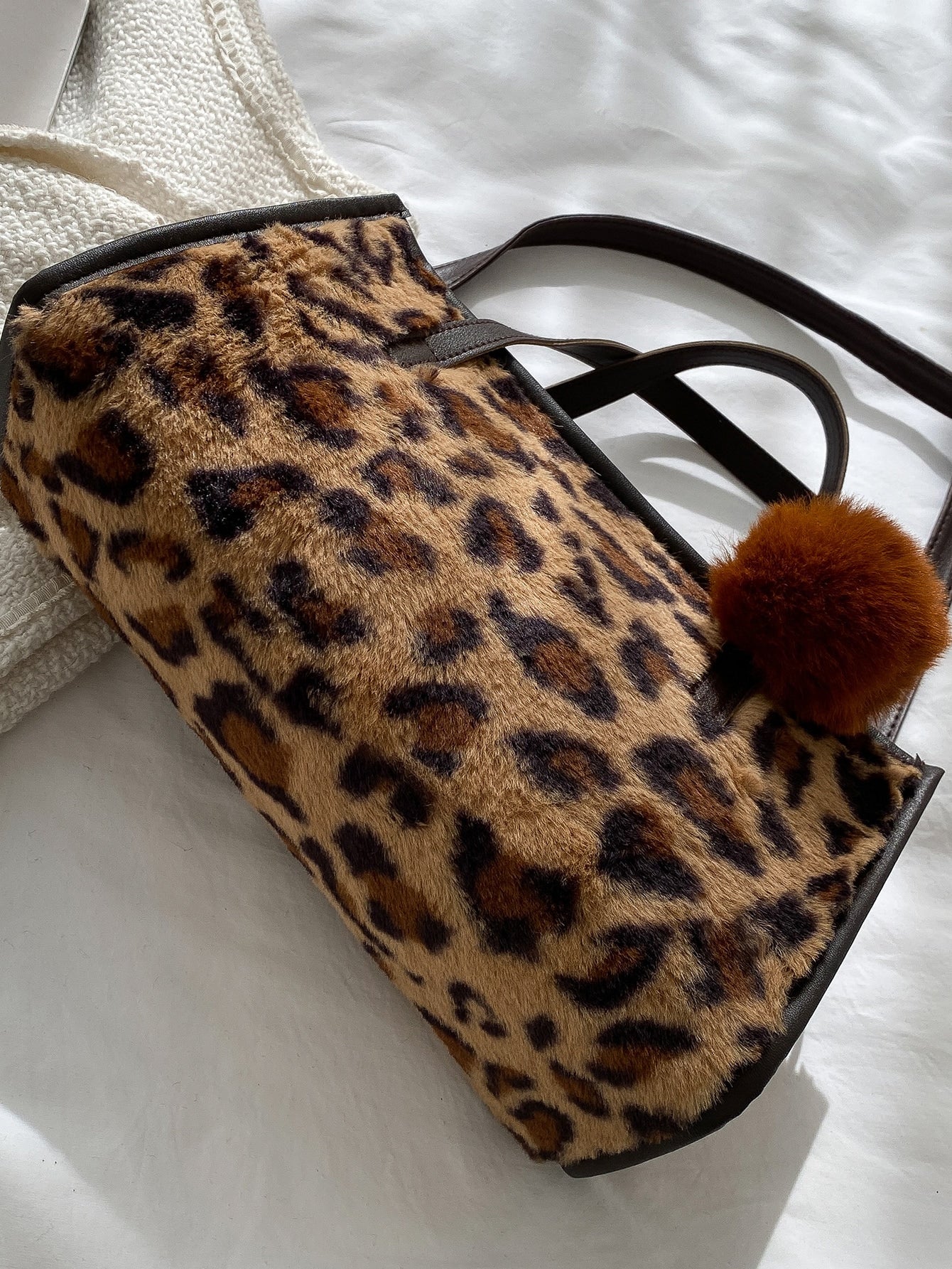 Leopard Pattern Square Bag With Bag Charm - Negative Apparel