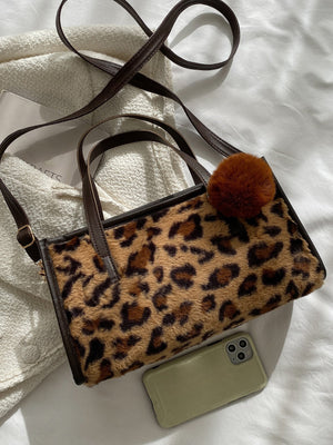 Leopard Pattern Square Bag With Bag Charm - Negative Apparel