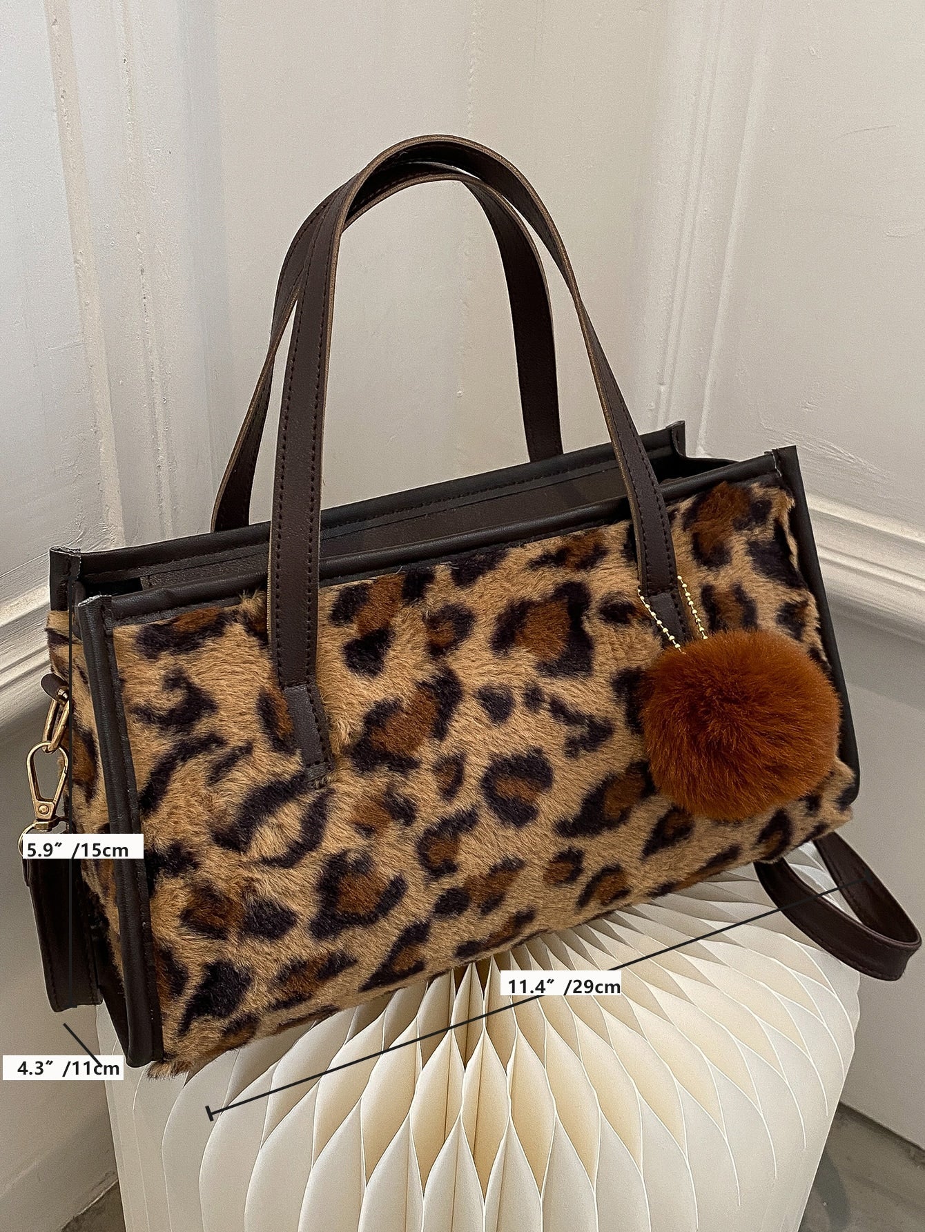 Leopard Pattern Square Bag With Bag Charm - Negative Apparel