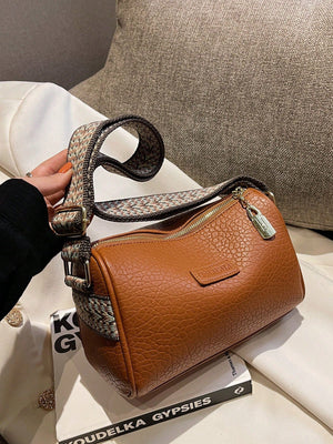 Letter Patch Decor Hobo Bag - Negative Apparel