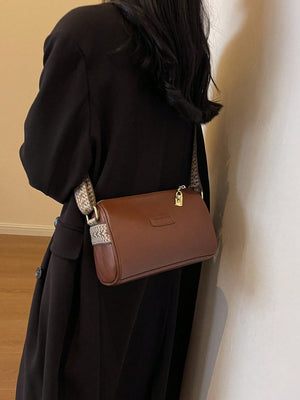 Letter Patch Decor Hobo Bag - Negative Apparel