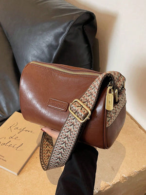 Letter Patch Decor Hobo Bag - Negative Apparel