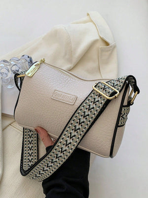 Letter Patch Decor Hobo Bag - Negative Apparel