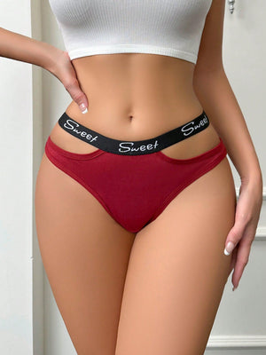 Letter Tape Waist Cut Out Panty - Negative Apparel