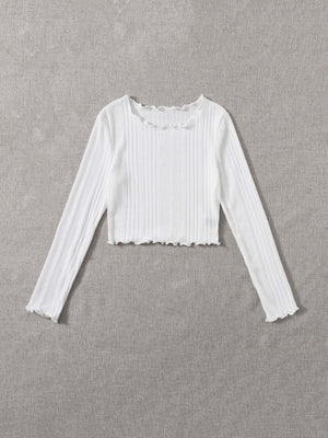 Lettuce Trim Rib-knit Tee - Negative Apparel