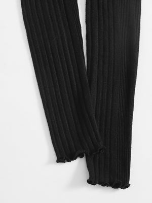 Lettuce Trim Rib-knit Tee - Negative Apparel