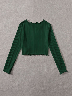 Lettuce Trim Rib-knit Tee - Negative Apparel