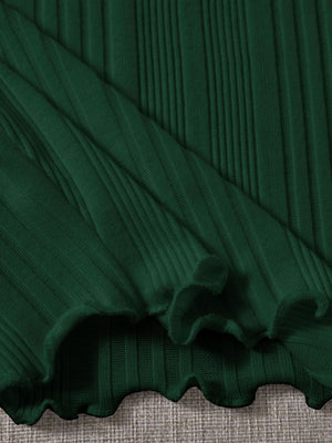 Lettuce Trim Rib-knit Tee - Negative Apparel