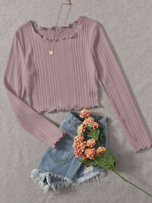 Lettuce Trim Rib-knit Tee - Negative Apparel