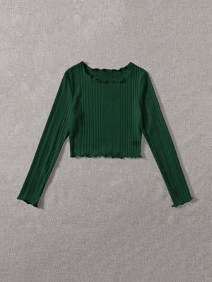 Lettuce Trim Rib-knit Tee - Negative Apparel