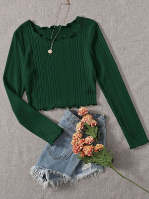 Lettuce Trim Rib-knit Tee - Negative Apparel