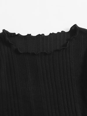 Lettuce Trim Rib-knit Tee - Negative Apparel