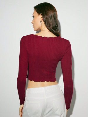 Lettuce Trim Rib-knit Tee - Negative Apparel