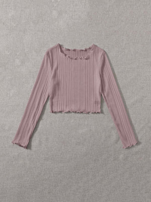 Lettuce Trim Rib-knit Tee - Negative Apparel