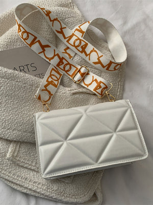 Lightweight,Business Casual Mini Chain Decor Flap Square Bag - Negative Apparel