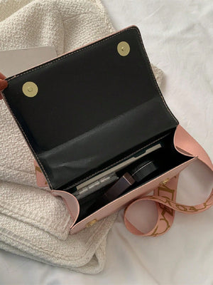 Lightweight,Business Casual Mini Chain Decor Flap Square Bag - Negative Apparel