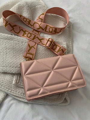 Lightweight,Business Casual Mini Chain Decor Flap Square Bag - Negative Apparel