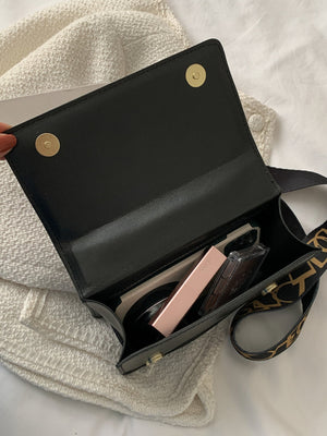 Lightweight,Business Casual Mini Chain Decor Flap Square Bag - Negative Apparel