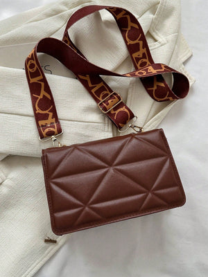 Lightweight,Business Casual Mini Chain Decor Flap Square Bag - Negative Apparel