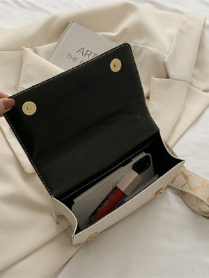 Lightweight,Business Casual Mini Chain Decor Flap Square Bag - Negative Apparel