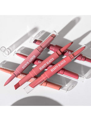 Lip Liner And Lipstick Make-up, 2-in-1 Double-headed Lipstick Set Waterproof Durable Matte Lipstick - Negative Apparel
