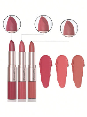 Long-Lasting Lip Gloss, 3Pcs Double-Ended Matte Waterproof Lipstick Lip Makeup Set - Negative Apparel