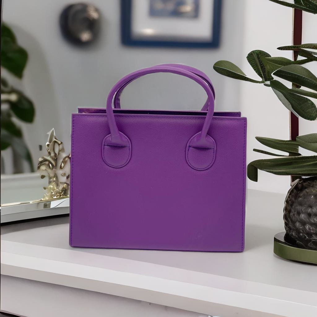 Medium Sized Minimalist Double Handle Square Bag With Strap - Negative Apparel