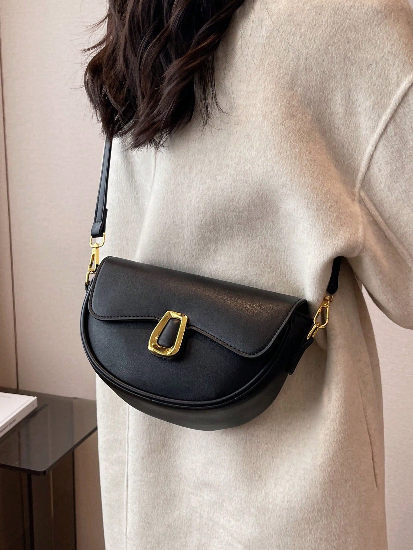 Metal Decor Flap Saddle Bag - Negative Apparel