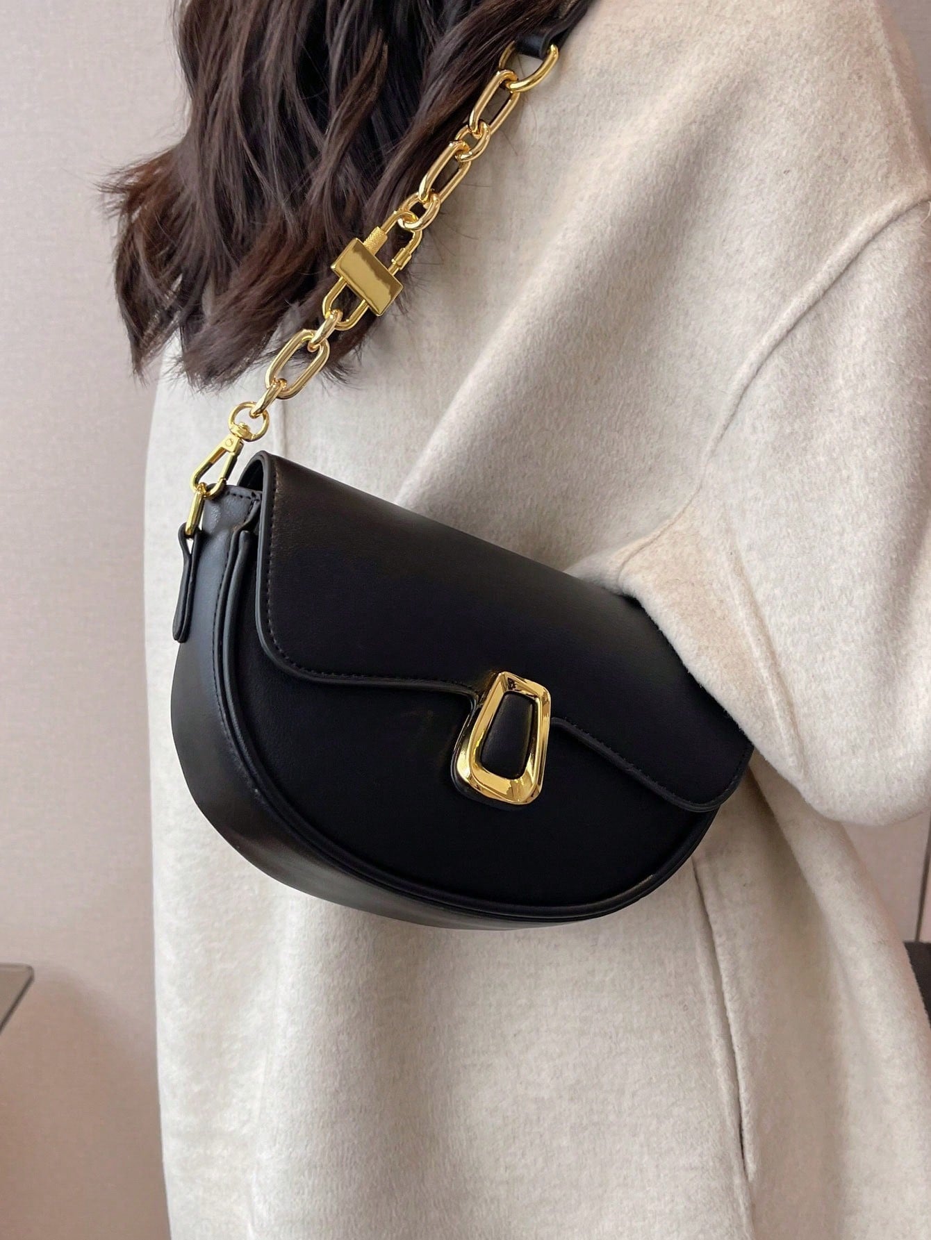 Metal Decor Flap Saddle Bag - Negative Apparel