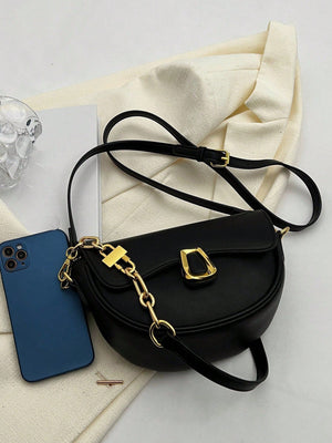 Metal Decor Flap Saddle Bag - Negative Apparel
