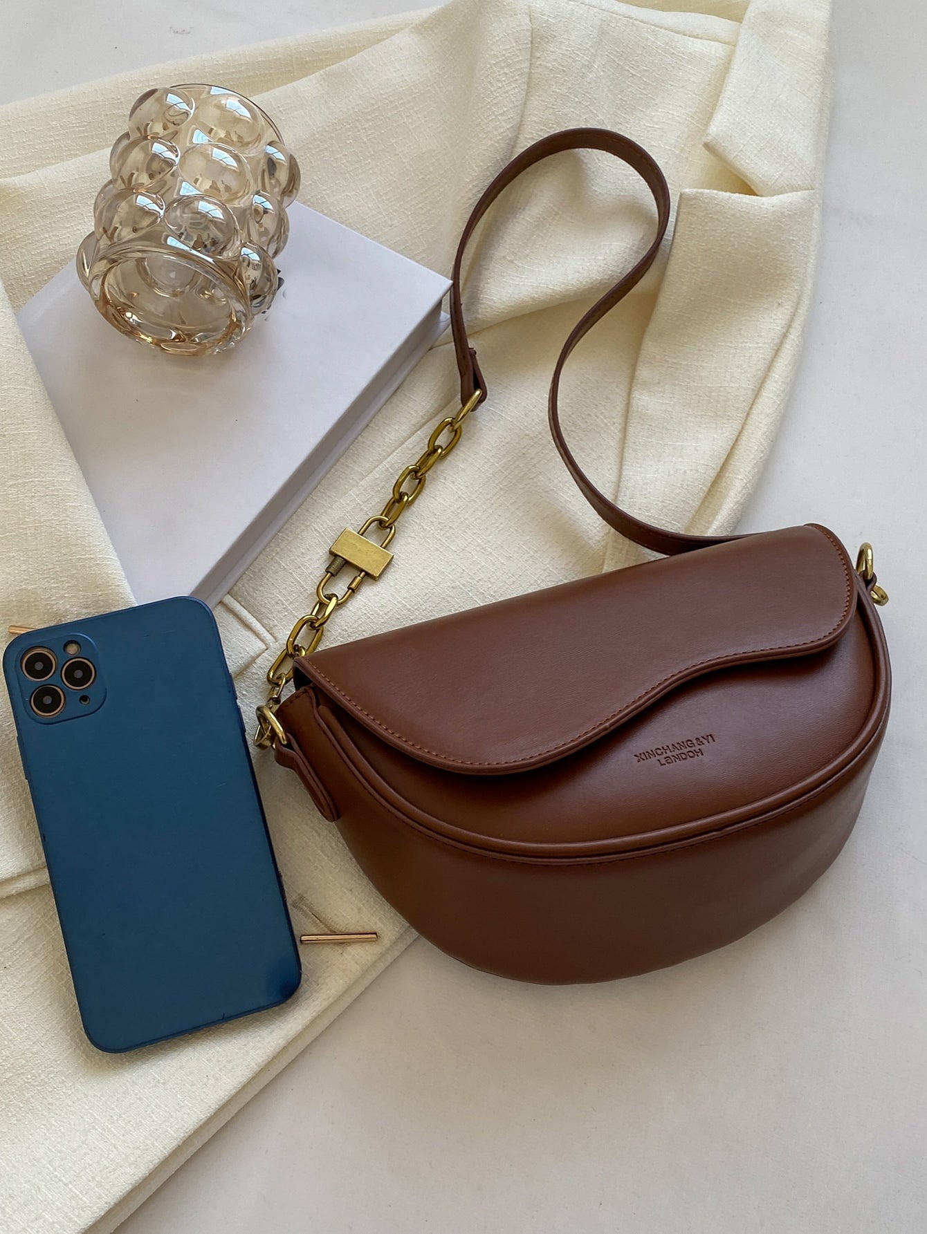Metal Decor Flap Saddle Bag - Negative Apparel