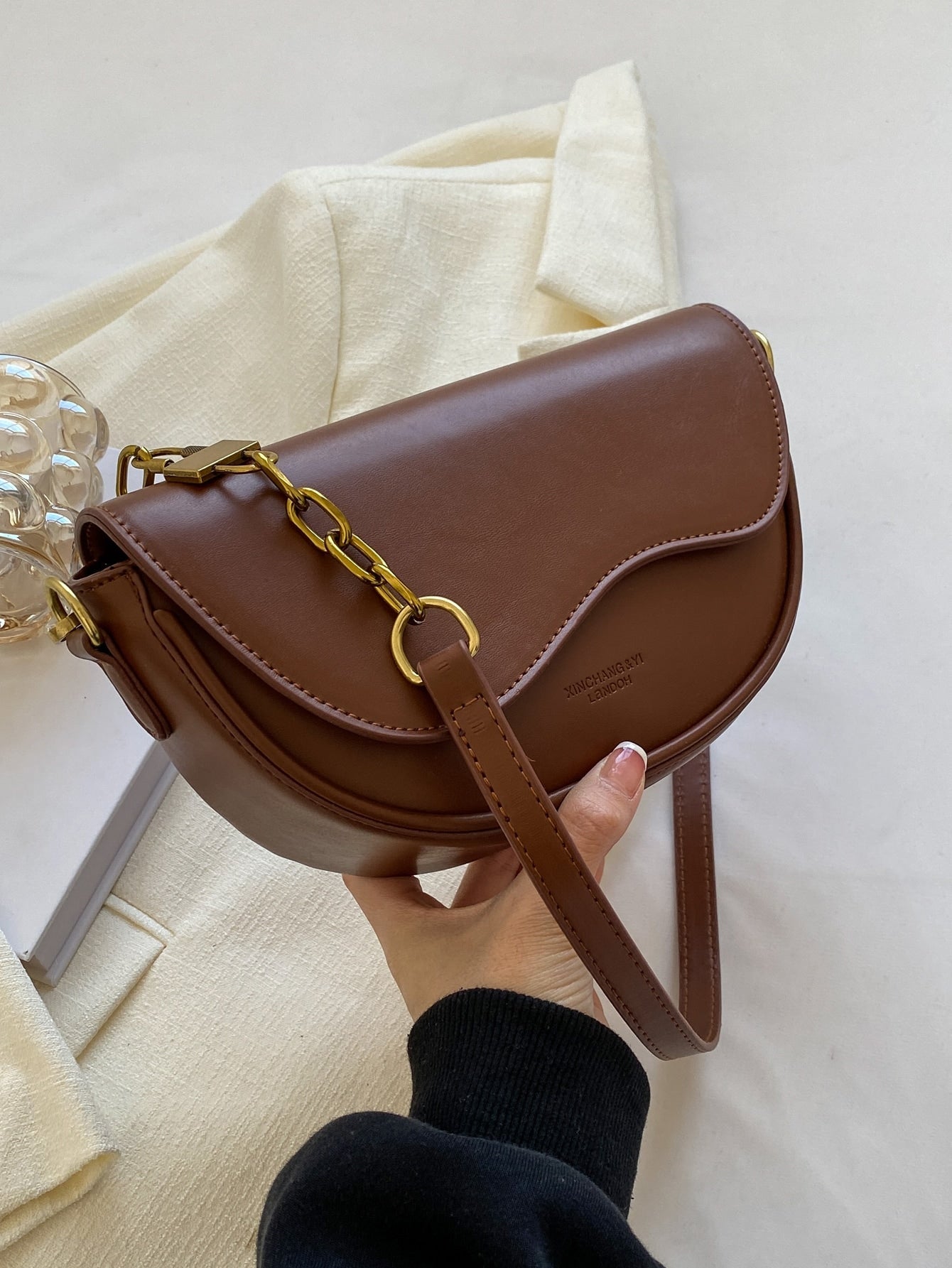Metal Decor Flap Saddle Bag - Negative Apparel
