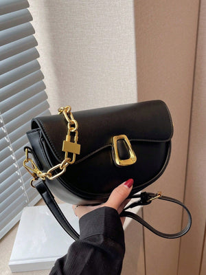 Metal Decor Flap Saddle Bag - Negative Apparel