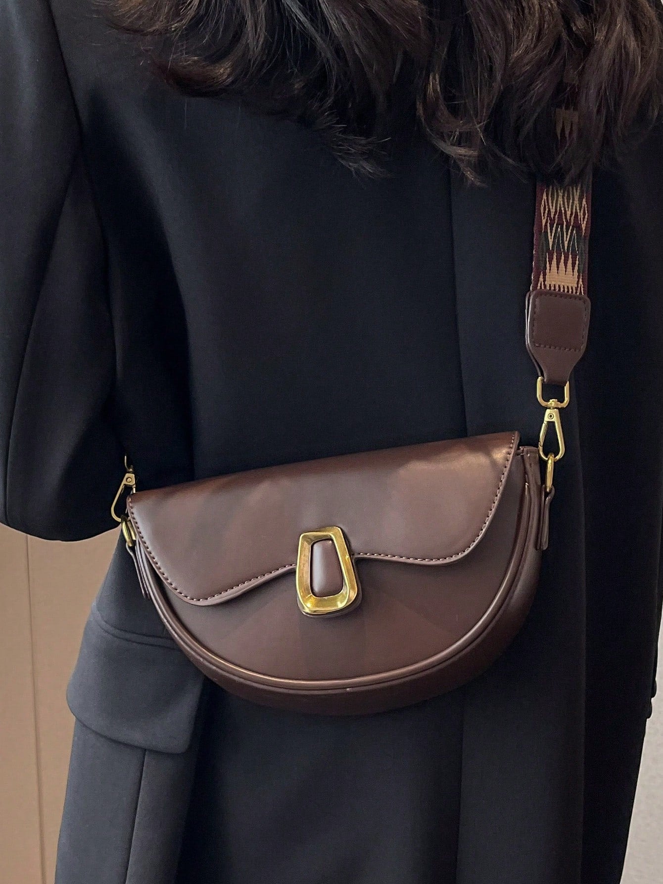 Metal Decor Flap Saddle Bag - Negative Apparel