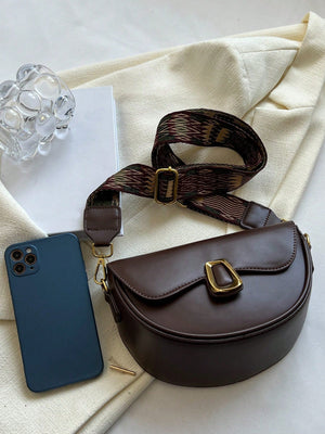 Metal Decor Flap Saddle Bag - Negative Apparel