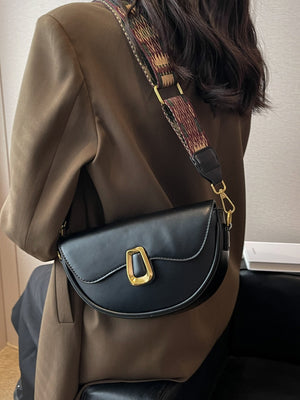 Metal Decor Flap Saddle Bag - Negative Apparel