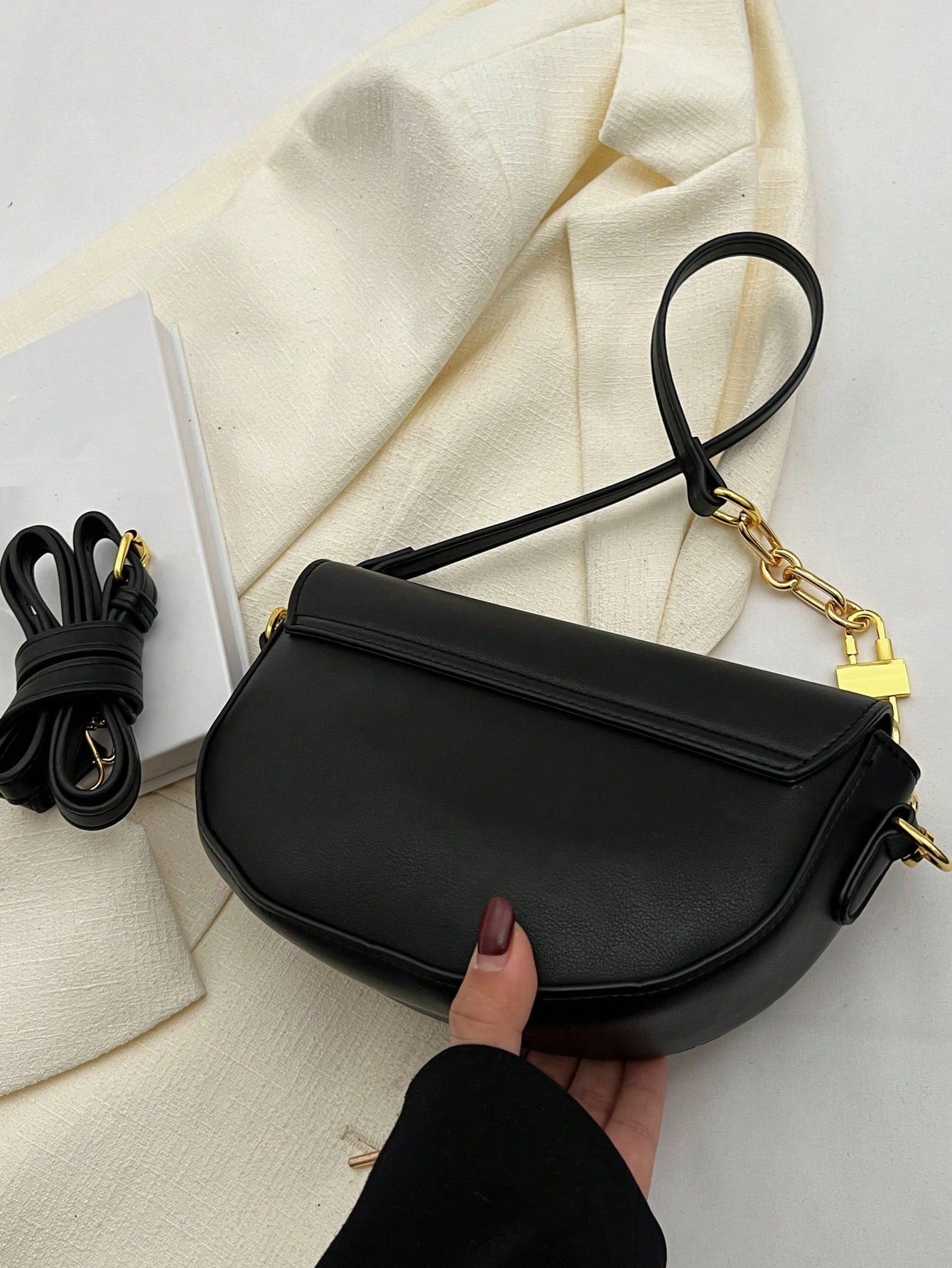 Metal Decor Flap Saddle Bag - Negative Apparel