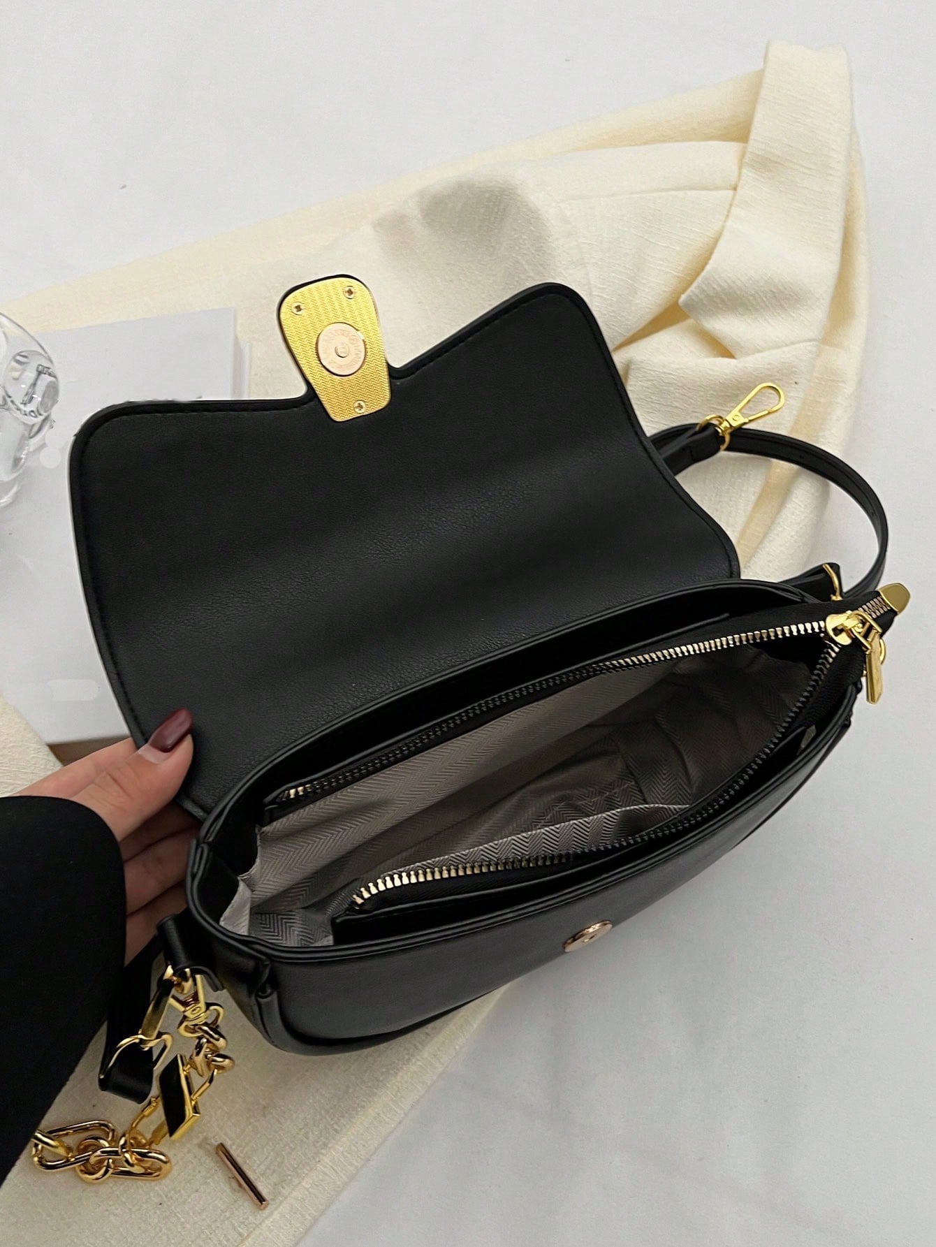 Metal Decor Flap Saddle Bag - Negative Apparel