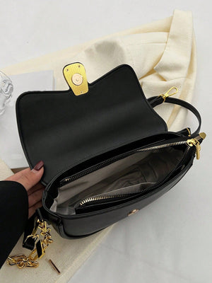 Metal Decor Flap Saddle Bag - Negative Apparel