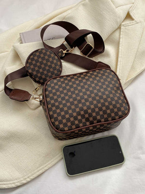 Mini Geometric Pattern Square Bag With Coin Purse Crossbody Bag - Negative Apparel