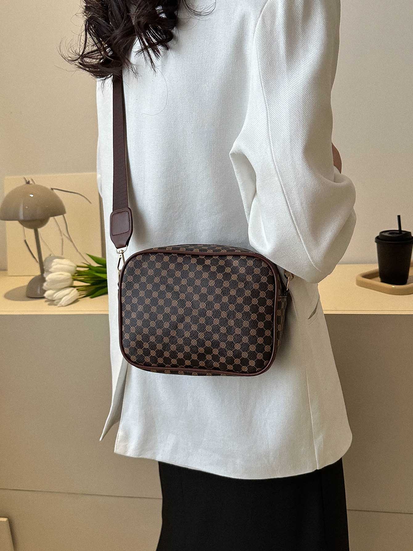 Mini Geometric Pattern Square Bag With Coin Purse Crossbody Bag - Negative Apparel