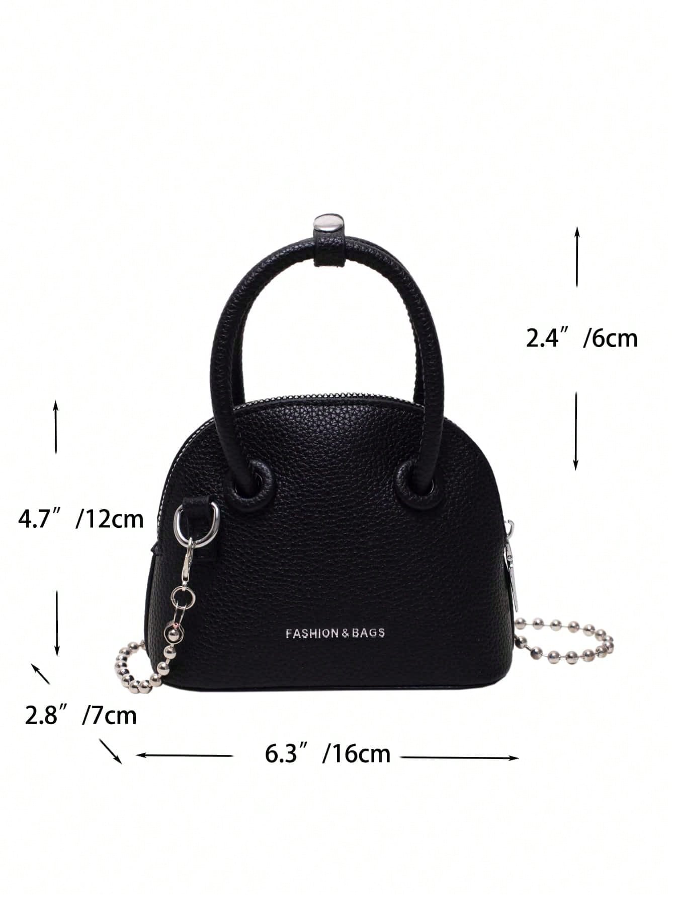 Mini Neon Pink Litchi Embossed Chain Dome Bag - Negative Apparel