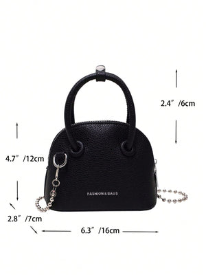 Mini Neon Pink Litchi Embossed Chain Dome Bag - Negative Apparel