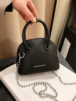 Mini Neon Pink Litchi Embossed Chain Dome Bag - Negative Apparel