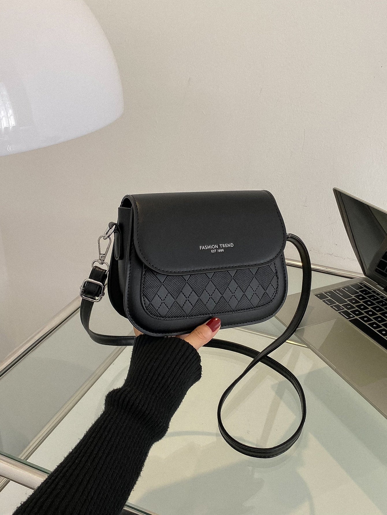 Mini Plaid Embossed Square Bag - Negative Apparel