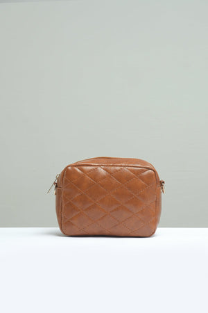 Mini Quilted Embossed Zip Chain Bag - Negative Apparel